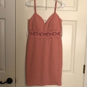 NWT Pink Bodycon Dress With Floral Detail Sz L